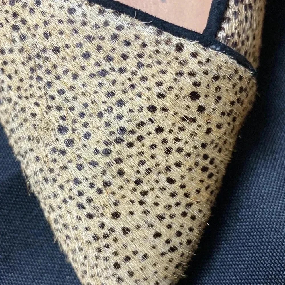 ANTONIO MELANI WO SIZE 7 TAN FUR BLACK DOTTED ANIMAL PRINT LEATHER UPPER - Picture 3 of 14